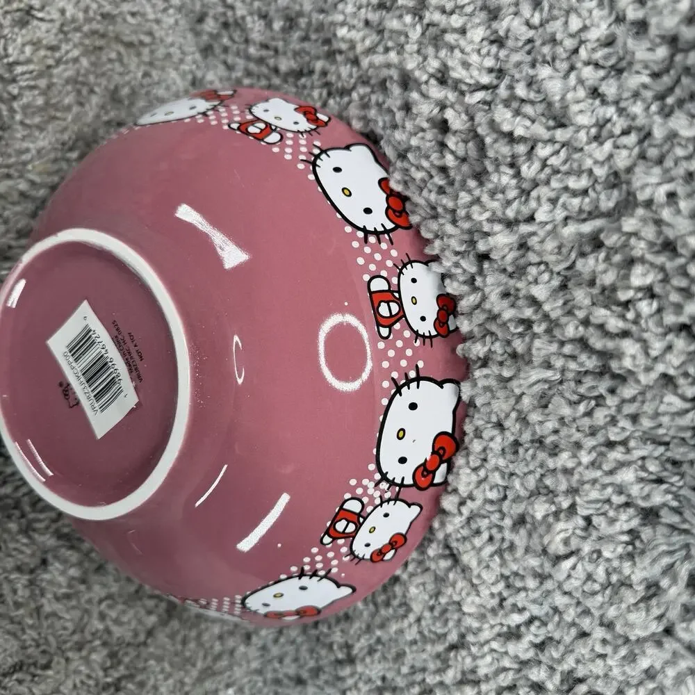 Sanrio Hello Kitty Polka Dot Wide 30 Oz Ramen Bowl with Chopsticks New